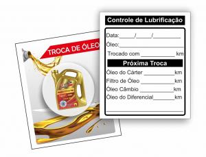 Adesivo para Troca de Óleo Automotivo Vinil ou Eletrostático 7x5cm 4x0 Colorido 500 Também disponível em diferentes medidas (Personalizado)