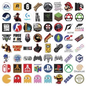 Adesivos Gamer Jogos Retro Decorativo Fosco e Brilho Cartela com 64 adesivos 4x0 Colorido  Também disponível em diferentes medidas e tipos (Personalizado)