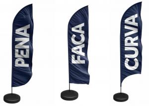 Windbanner Base Redonda Preta 2,5m x 0,65m Dupla-Face | Impressão Ultra-HD Tecido TecnoSport 100% Sintético FACA | PENA | VELA | ÂNGULO Estrutura de Alumínio Desmontável